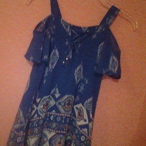 Blue off the shoulder design dress